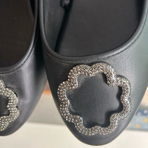 Sam & Libby Black Loafers with Silver Accent 10 - Picture 6 of 12